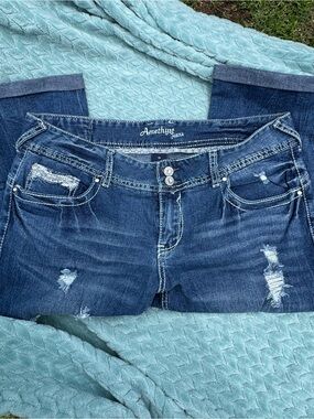 Amethyst Jeans Women's Distressed Dark Indigo Boot Cut Jeans